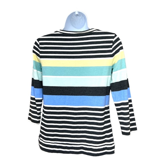 SzP T by Talbots 3/4 Sleeve Knot Front Striped Top - Picture 5 of 7